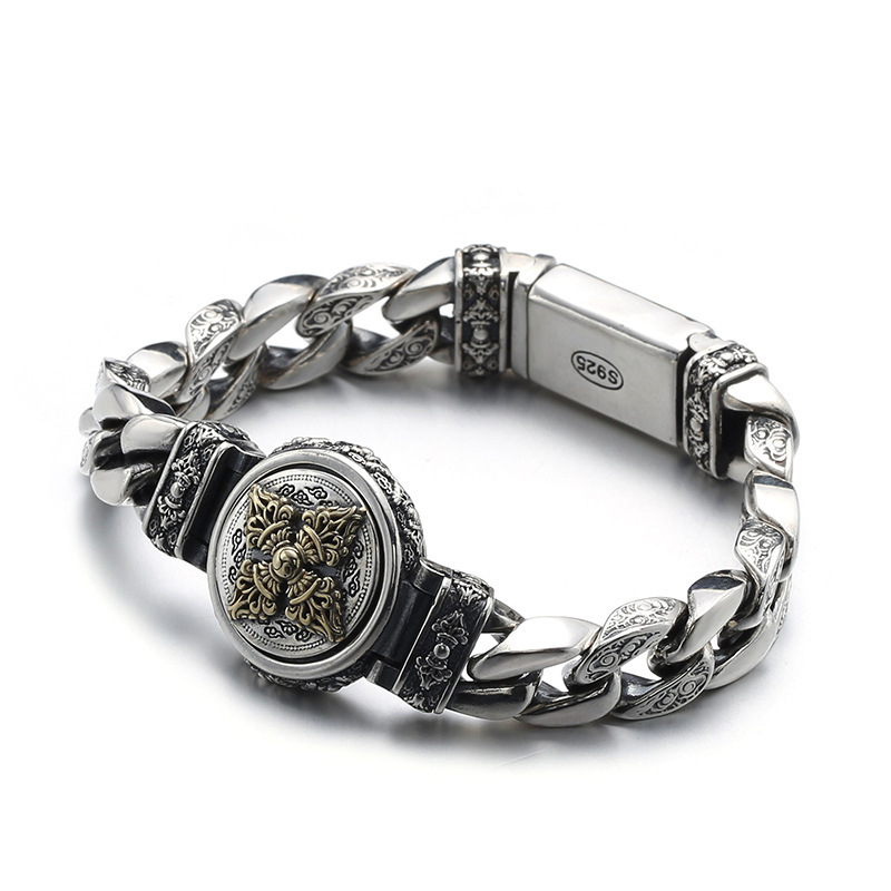 Brățară din cupru unisex cu pandantiv cruce și motive animale/zodii, placare electrolitică
