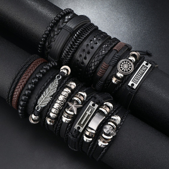 Set brățări cu craniu – Handmade, unisex, stil retro punk, 18 bucăți