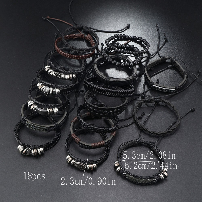 Set brățări cu craniu – Handmade, unisex, stil retro punk, 18 bucăți