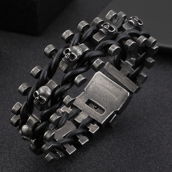Narukvica - Titanijski čelik, Hao Yi Jewelry, muški retro geometrijski dizajn