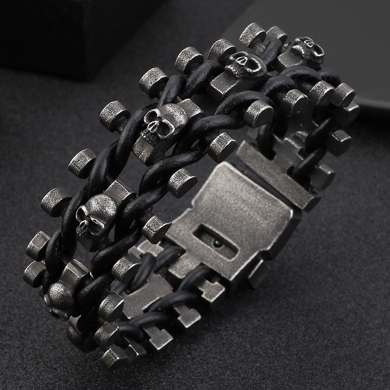 Narukvica - Titanijski čelik, Hao Yi Jewelry, muški retro geometrijski dizajn