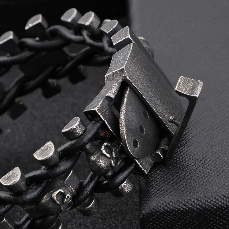 Narukvica - Titanijski čelik, Hao Yi Jewelry, muški retro geometrijski dizajn