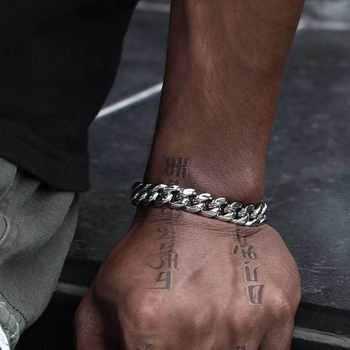 Brățară din oțel inoxidabil cu lanț Cuban | electroplatată, geometrică, unisex, stil hip-hop, marcă Qiku