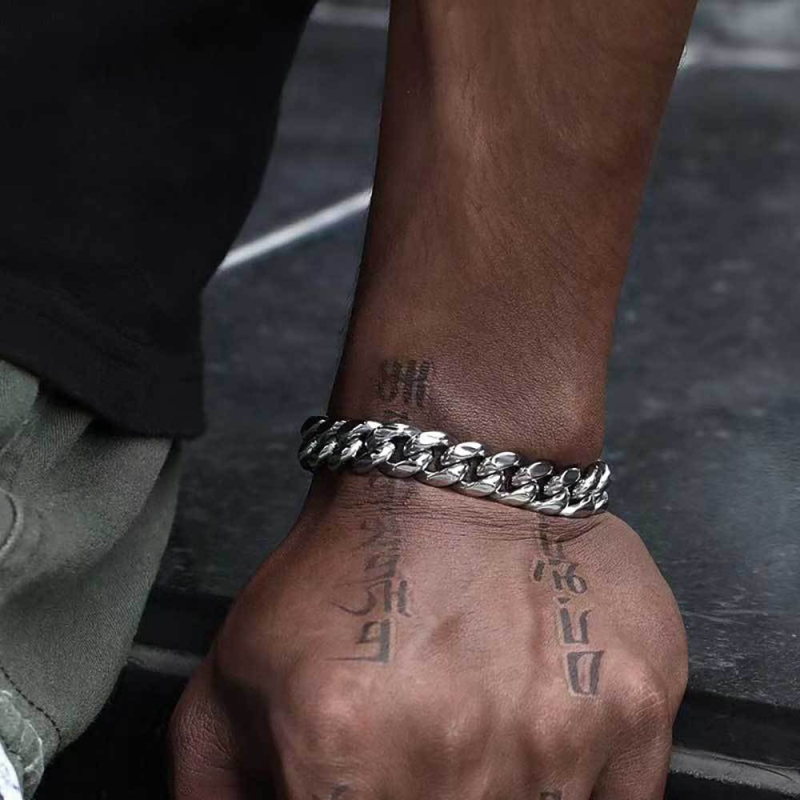 Brățară din oțel inoxidabil cu lanț Cuban | electroplatată, geometrică, unisex, stil hip-hop, marcă Qiku