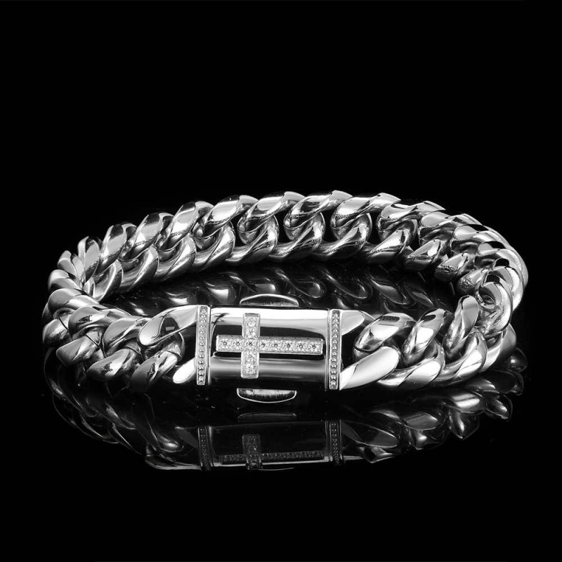 Brățară din oțel inoxidabil cu lanț Cuban | electroplatată, geometrică, unisex, stil hip-hop, marcă Qiku