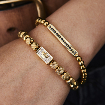 Rozsdamentes acélból készült karkötő, elektroplattálás; uniszex, személyes stílus; kézrevaló ékszer, 2024 tavasza