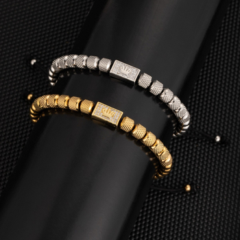 Rozsdamentes acélból készült karkötő, elektroplattálás; uniszex, személyes stílus; kézrevaló ékszer, 2024 tavasza