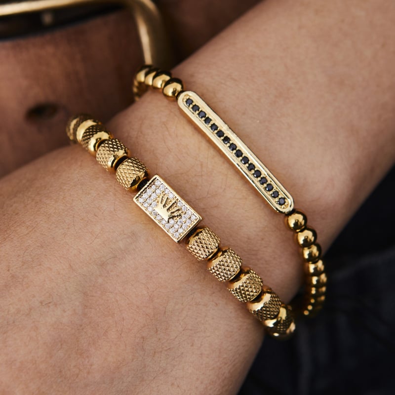 Rozsdamentes acélból készült karkötő, elektroplattálás; uniszex, személyes stílus; kézrevaló ékszer, 2024 tavasza