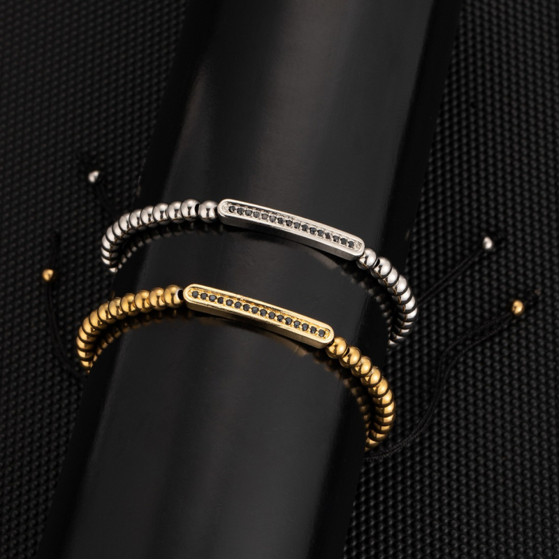 Rozsdamentes acélból készült karkötő, elektroplattálás; uniszex, személyes stílus; kézrevaló ékszer, 2024 tavasza