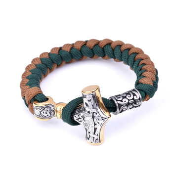 Brățară din oțel titan, electroplacată, stil unisex Viking, motif animale/zodiac, design împletit cu sfoară