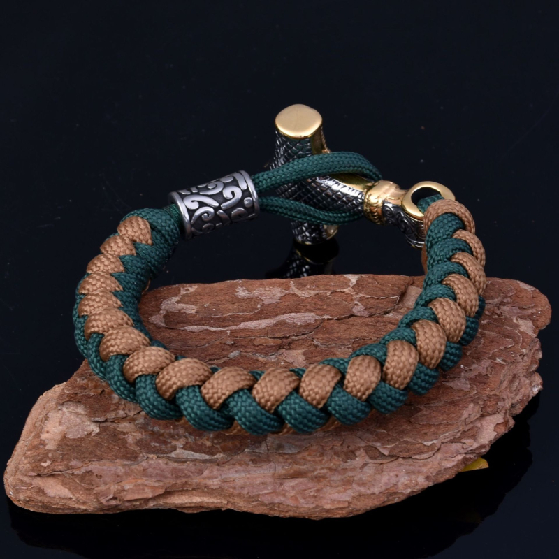 Brățară din oțel titan, electroplacată, stil unisex Viking, motif animale/zodiac, design împletit cu sfoară
