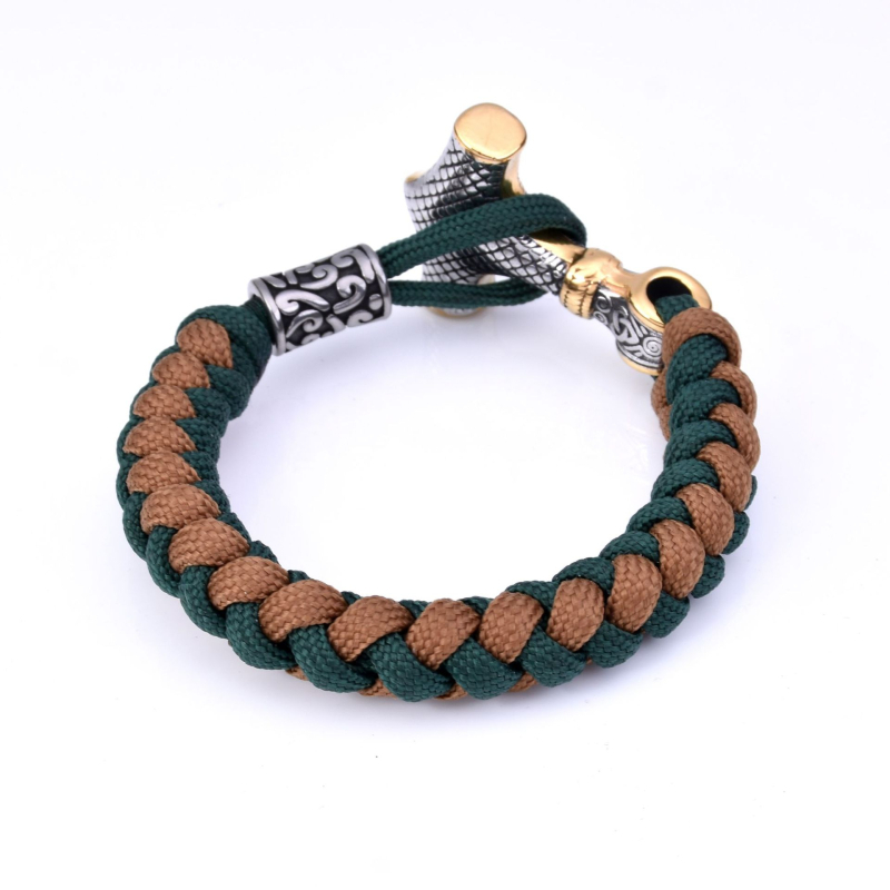 Brățară din oțel titan, electroplacată, stil unisex Viking, motif animale/zodiac, design împletit cu sfoară