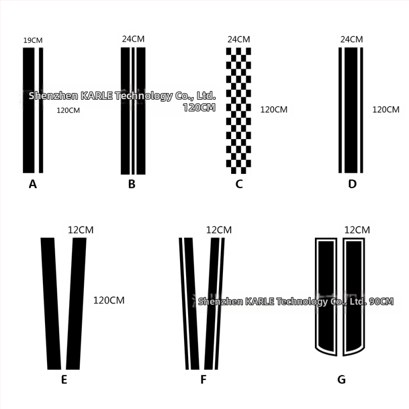 PVC kapota auta nálepka — dlhá pruhová samolepka, vhodná pre líniu dverí, nastaviteľná dĺžka a šírka
