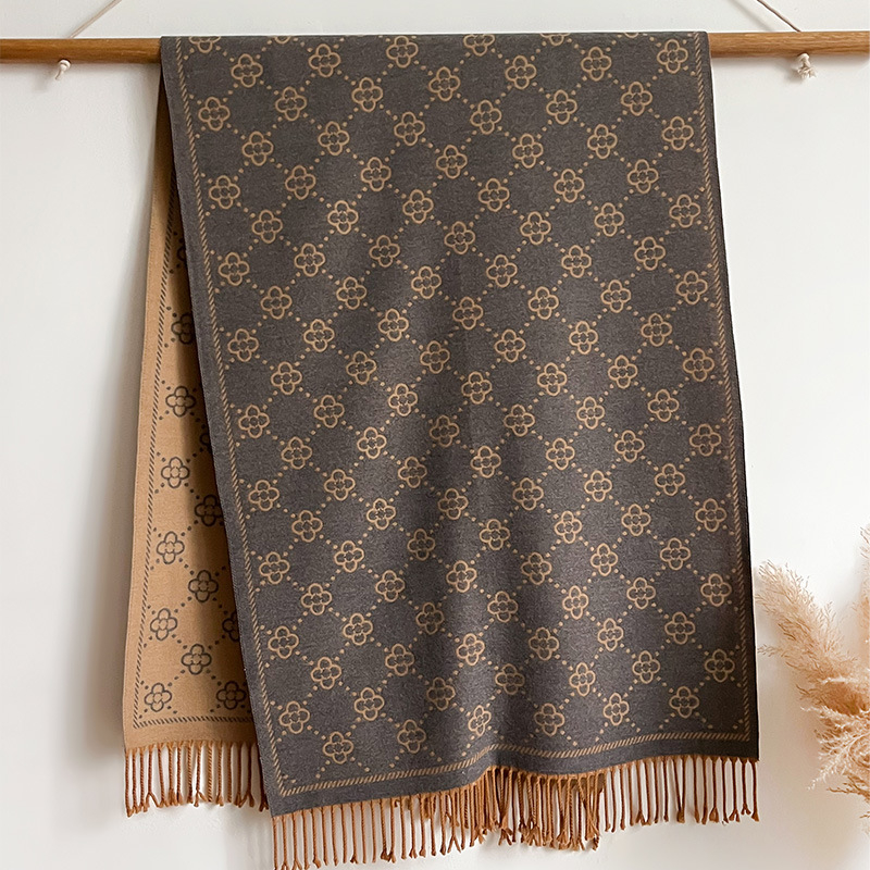 Κασμίρι φουλάρι με ρίγα τζακουάρ, απλό πλέξιμο, ζεστό, χειμώνας, μαλλί με επικάλυψη καρδιάς, λογοτεχνικό ρετρό στυλ