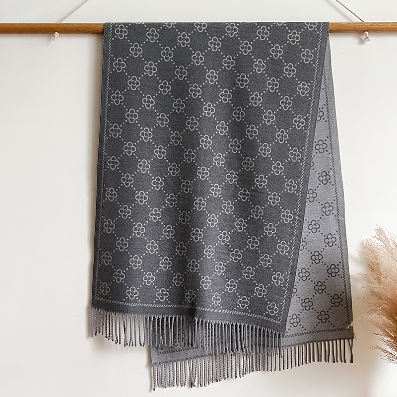 Κασμίρι φουλάρι με ρίγα τζακουάρ, απλό πλέξιμο, ζεστό, χειμώνας, μαλλί με επικάλυψη καρδιάς, λογοτεχνικό ρετρό στυλ