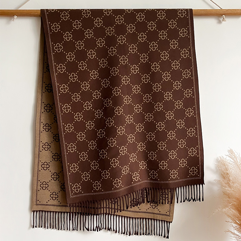 Κασμίρι φουλάρι με ρίγα τζακουάρ, απλό πλέξιμο, ζεστό, χειμώνας, μαλλί με επικάλυψη καρδιάς, λογοτεχνικό ρετρό στυλ