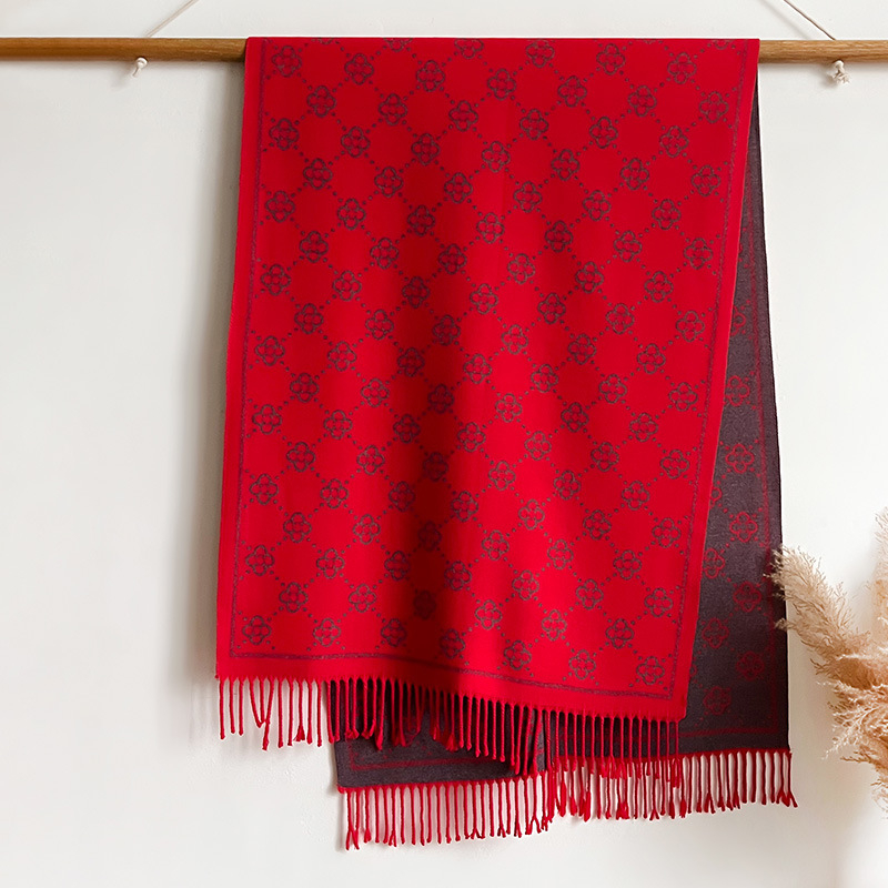 Κασμίρι φουλάρι με ρίγα τζακουάρ, απλό πλέξιμο, ζεστό, χειμώνας, μαλλί με επικάλυψη καρδιάς, λογοτεχνικό ρετρό στυλ