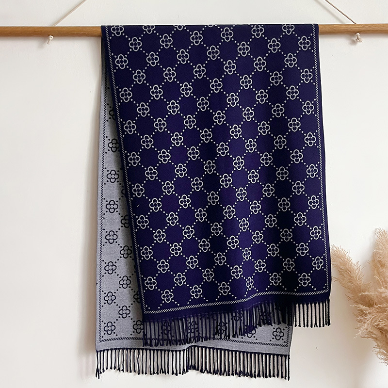 Κασμίρι φουλάρι με ρίγα τζακουάρ, απλό πλέξιμο, ζεστό, χειμώνας, μαλλί με επικάλυψη καρδιάς, λογοτεχνικό ρετρό στυλ