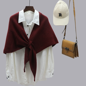 Τριγωνικός σάλι, ζεστός, μινιμαλιστικό στυλ, μίγμα υλικών, κατάλληλο για φθινόπωρο, χειμώνα και άνοιξη