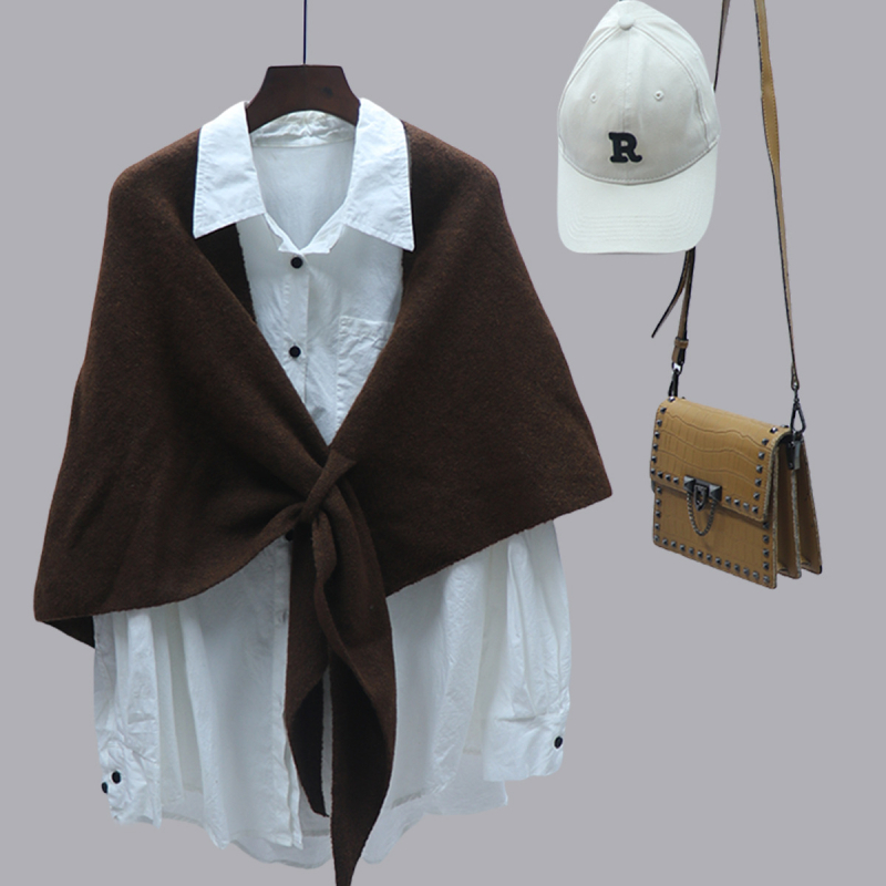 Τριγωνικός σάλι, ζεστός, μινιμαλιστικό στυλ, μίγμα υλικών, κατάλληλο για φθινόπωρο, χειμώνα και άνοιξη