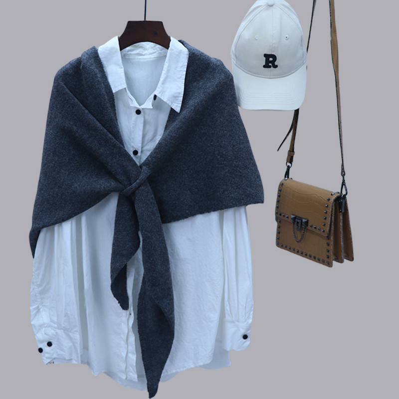 Τριγωνικός σάλι, ζεστός, μινιμαλιστικό στυλ, μίγμα υλικών, κατάλληλο για φθινόπωρο, χειμώνα και άνοιξη