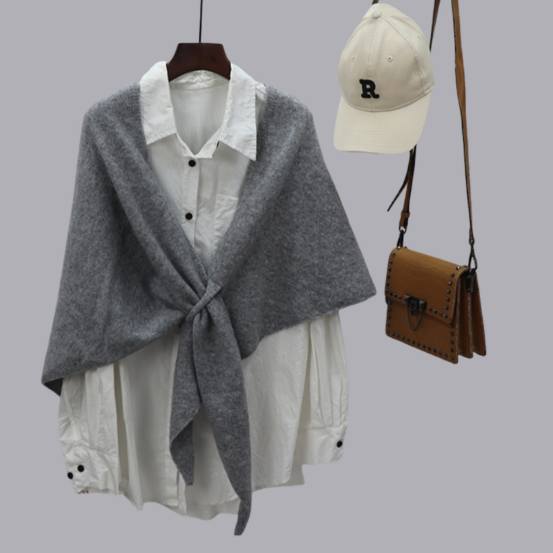 Τριγωνικός σάλι, ζεστός, μινιμαλιστικό στυλ, μίγμα υλικών, κατάλληλο για φθινόπωρο, χειμώνα και άνοιξη