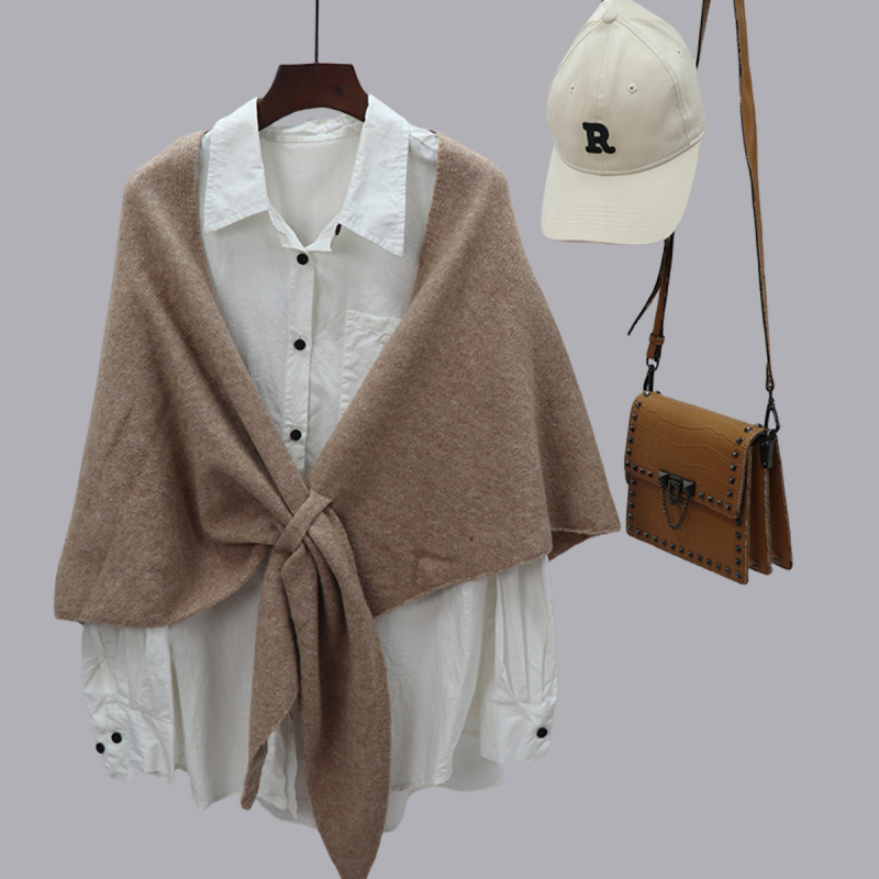 Τριγωνικός σάλι, ζεστός, μινιμαλιστικό στυλ, μίγμα υλικών, κατάλληλο για φθινόπωρο, χειμώνα και άνοιξη