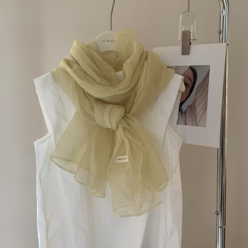 Iimitēta zīda šalle – vasara, poliesters, vienkāršā pīšana, druka un tie-dye, literāri retro stils (Pavasaris 2025)