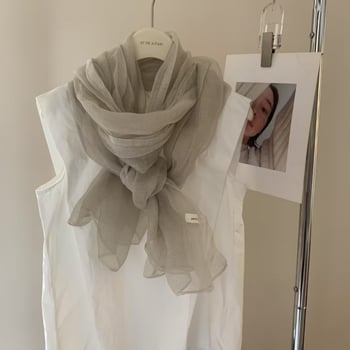 Iimitēta zīda šalle – vasara, poliesters, vienkāršā pīšana, druka un tie-dye, literāri retro stils (Pavasaris 2025)