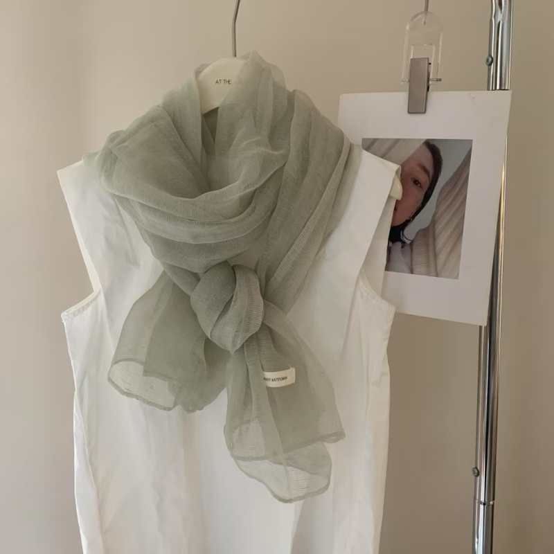 Iimitēta zīda šalle – vasara, poliesters, vienkāršā pīšana, druka un tie-dye, literāri retro stils (Pavasaris 2025)