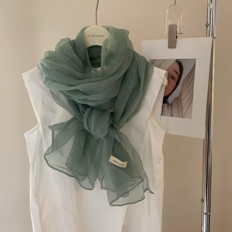 Iimitēta zīda šalle – vasara, poliesters, vienkāršā pīšana, druka un tie-dye, literāri retro stils (Pavasaris 2025)