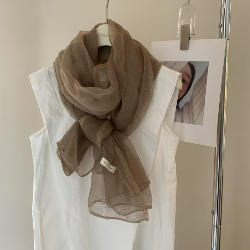 Iimitēta zīda šalle – vasara, poliesters, vienkāršā pīšana, druka un tie-dye, literāri retro stils (Pavasaris 2025)