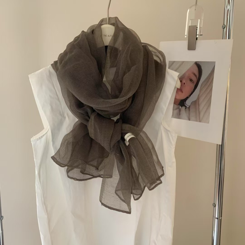 Iimitēta zīda šalle – vasara, poliesters, vienkāršā pīšana, druka un tie-dye, literāri retro stils (Pavasaris 2025)