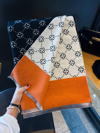 Divpusējs šāls no imitētā kašmīra, korejiešu stila, ziema, žakarda audums, warp adījums