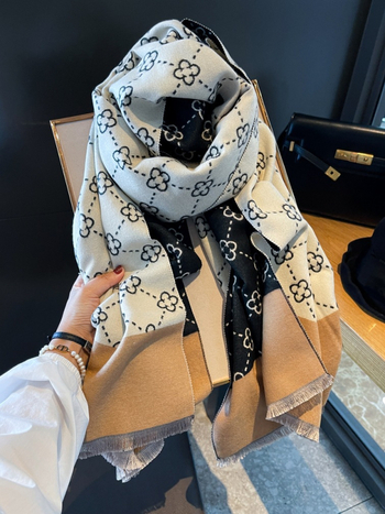 Divpusējs šāls no imitētā kašmīra, korejiešu stila, ziema, žakarda audums, warp adījums