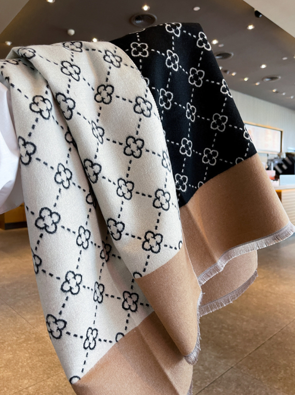 Δίπλευρος φουλάρι από συνθετικό κασμίρι, κορεατικό στυλ, χειμώνας, ζακάρ ύφανση