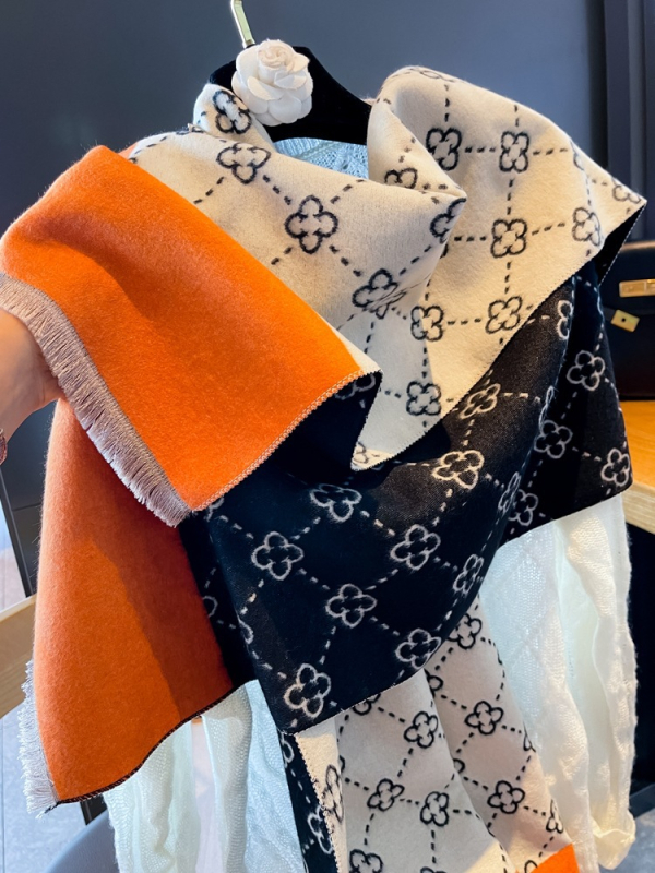 Δίπλευρος φουλάρι από συνθετικό κασμίρι, κορεατικό στυλ, χειμώνας, ζακάρ ύφανση