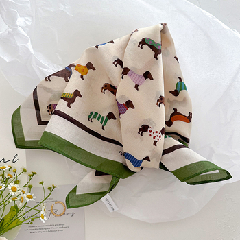 Kokvilnas kvadrātšalle - Warp knitting, 100% kokvilna, Drukāts dizains, Pavasara 2025 izlaidums