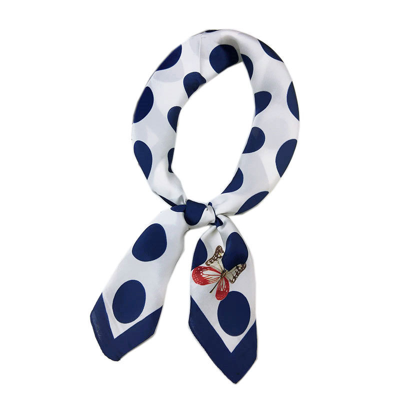 Μικρός τετράγωνος φουλάρι με μοτίβο πουά • πολυεστερική ίνα • plain weave • καλοκαίρι • προέλευση Zhejiang