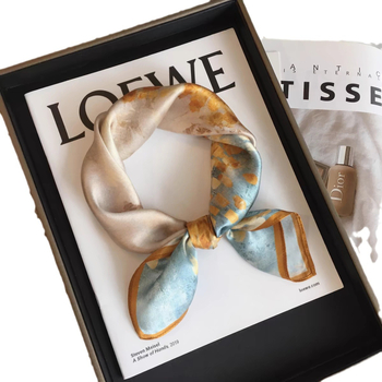 Μεταξένιος τετράγωνος φουλάρι, σατινέ ύφανση, 100% μετάξι, Άνοιξη 2024, φρέσκο και γλυκό στυλ