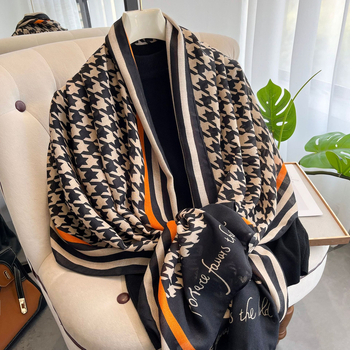 Κασκόλ από βαμβάκι και λινό, μακρύς, στυλ γραφείου και μόδας, απλή ύφανση, εκτύπωση, θερινή χρήση