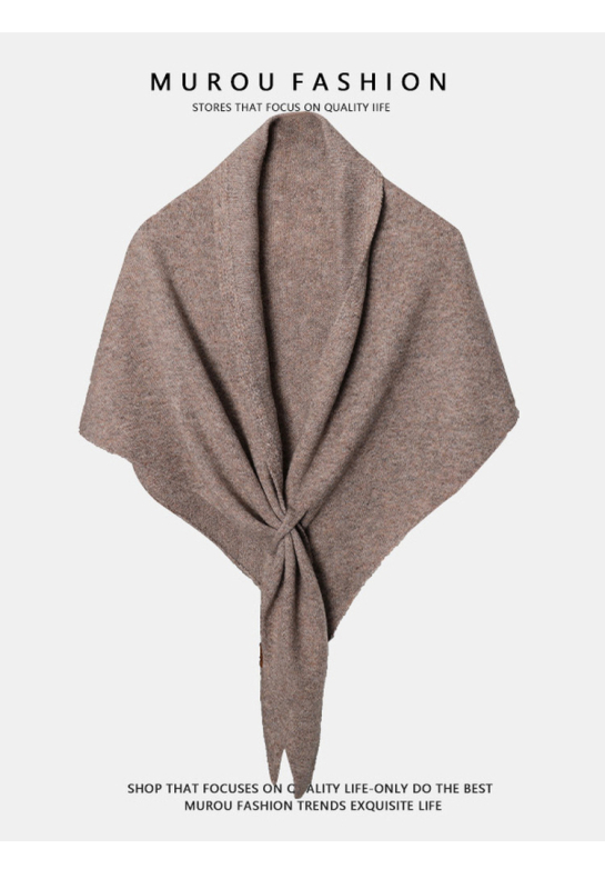 Vilnonė trikampė šalikas - Šilta, Warp mezgimo technologija, Rudenis/Žiemai, Vienos spalvos raštas