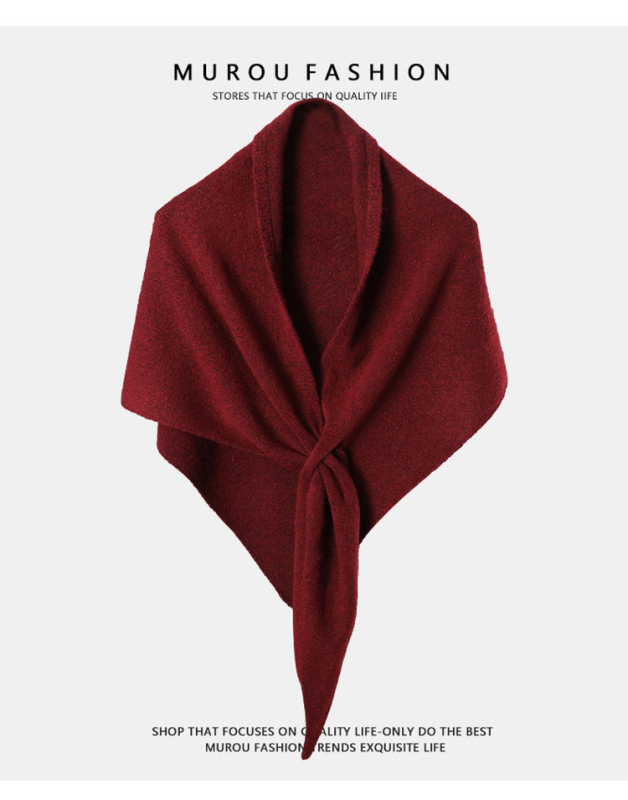 Vilnonė trikampė šalikas - Šilta, Warp mezgimo technologija, Rudenis/Žiemai, Vienos spalvos raštas