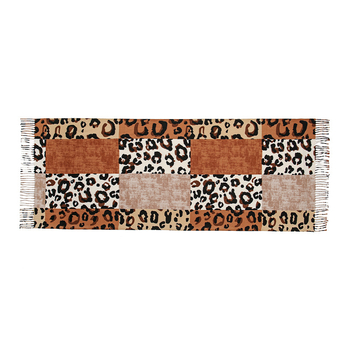 Dvigubos pusės šalikas iš imitacijos kašmyro su leopardų spaudu ir kutais, šiltai žiemai