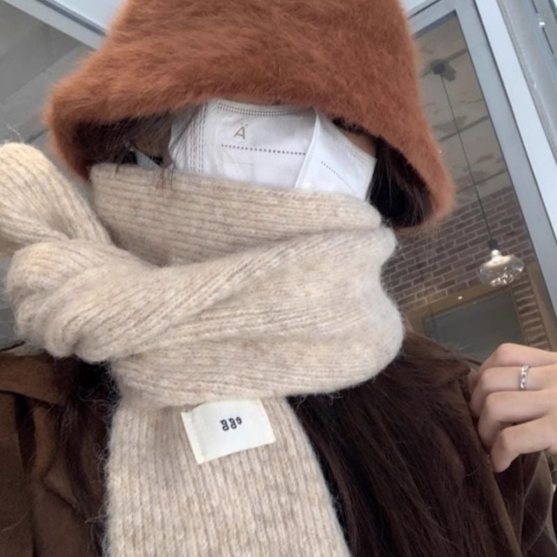 Φουλάρι με warp-πλέξη από ακρυλικό νήμα, χειμερινή ζεστασιά, φρέσκο και γλυκό στυλ