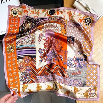 Kvadratinis šilko šalikas iš Mulberry šilko su spauda, paprastas audimas, vasara, moterims