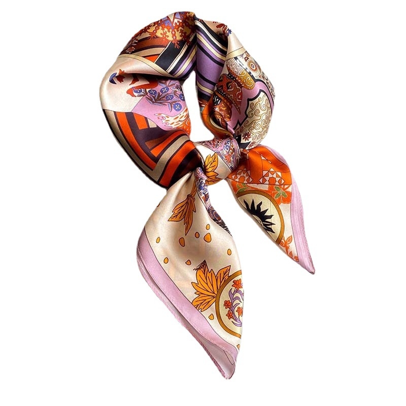 Kvadratinis šilko šalikas iš Mulberry šilko su spauda, paprastas audimas, vasara, moterims