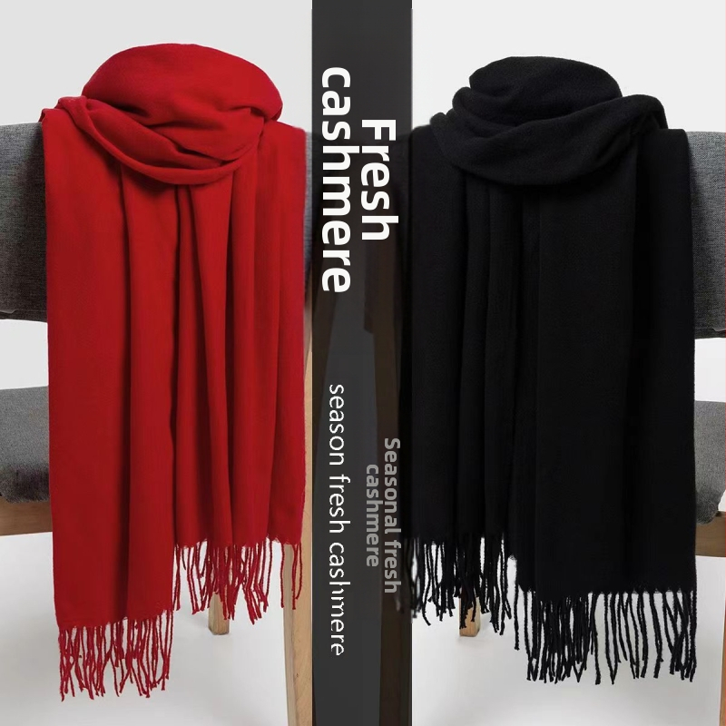 Φουλάρι Flower Square από συνθετικό κασμίρι με μείγμα βαμβακιού, απλό ύφανση, ζεστό, τεσσάρων εποχών