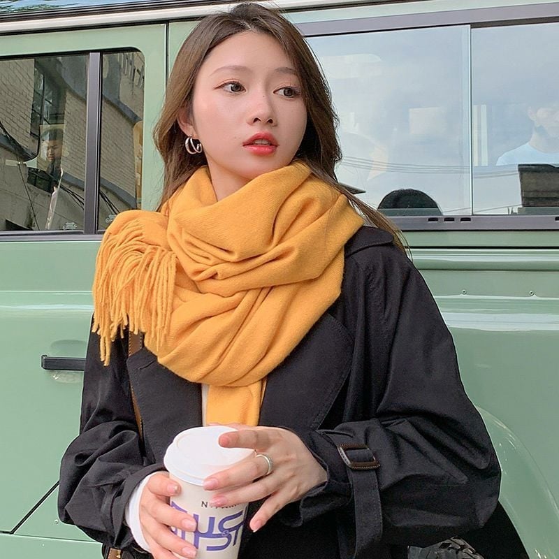 Flower Square dirbtinio kašmyro šalikas su medvilnės mišiniu, paprastas audinys, šilta, keturių sezonų šalikas