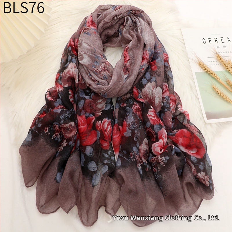 Šalikas iš Bali siūlų, paprastas audinys, šilta visoms sezonoms, ilgas šalikas, literatūros ir meno retro stilius